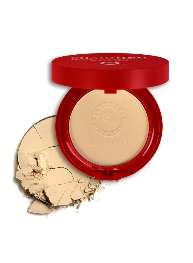 Colors Queen 2-in-1 Charming Compact Powder – 04 Sand, 18g | Oil Control, Lightweight & Long-Lasting Pressed Compact Powder for Face Makeup with Mirror and Puff - Image 1